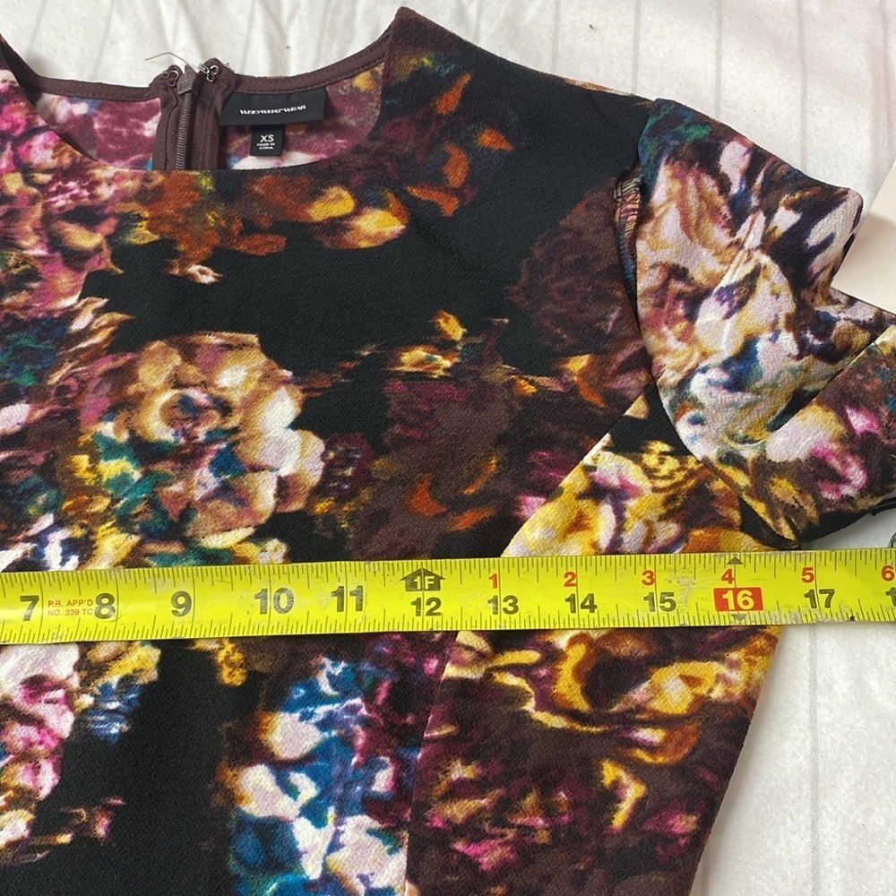 Who What Wear Dress Womens XS Black Watercolor Floral Fit and Flare Stretch Boho - Picture 8 of 9
